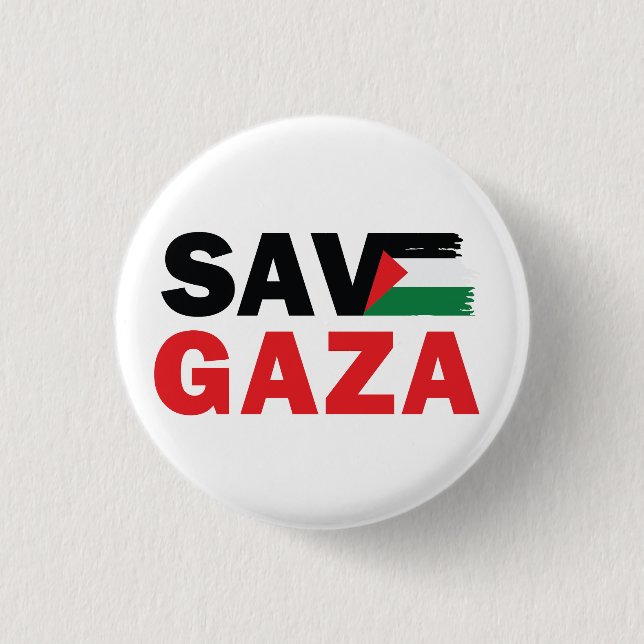 Save GAZA with Palestinian flag customized Button (Front)
