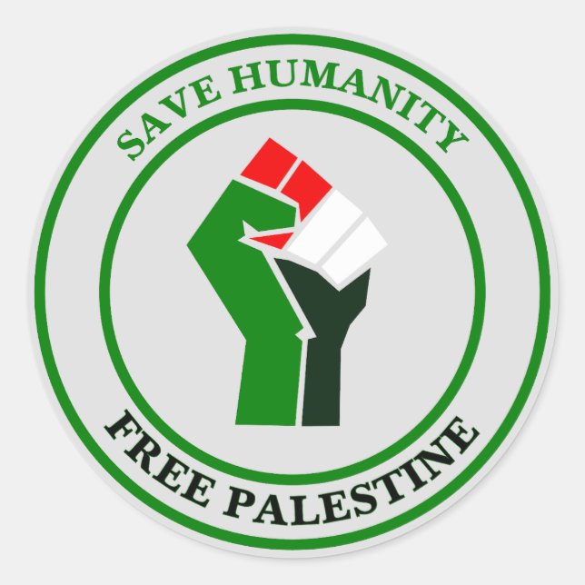 Save Humanity, Free Palestine, Classic Round Sticker (Front)