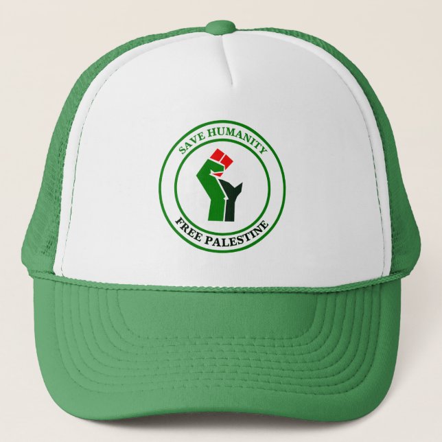 Save Humanity, Free Palestine, Trucker Hat (Front)