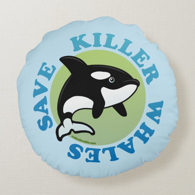 Save Killer Whales Round Pillow (Back)