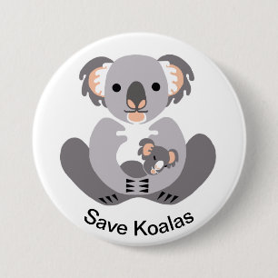 Save KOALAS- Endangered animal graphic 3 Inch Round Button