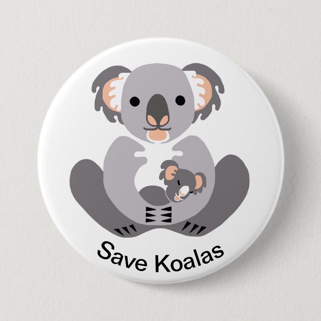 Save KOALAS- Endangered animal graphic 3 Inch Round Button (Front)