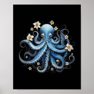 Save Kraken Blue Octopus Squid Sea Live Save Ocean Poster