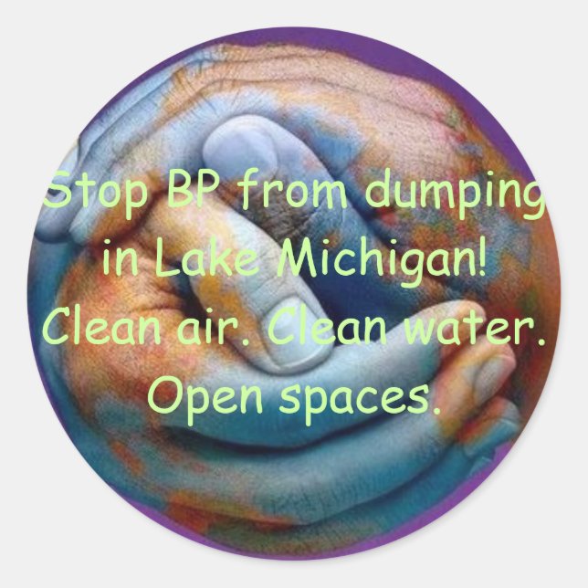 Save Lake Michigan Classic Round Sticker (Front)