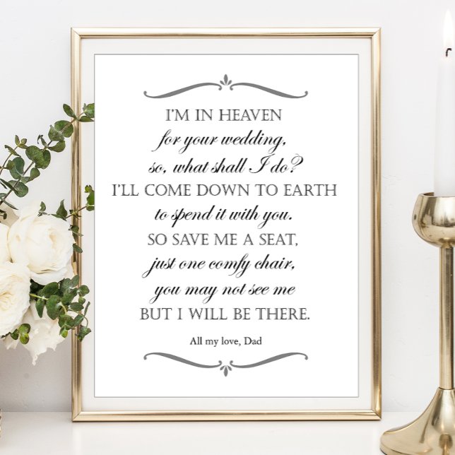 Save Me A Seat Poem Wedding Memorial Chair Poster (Creator Uploaded)