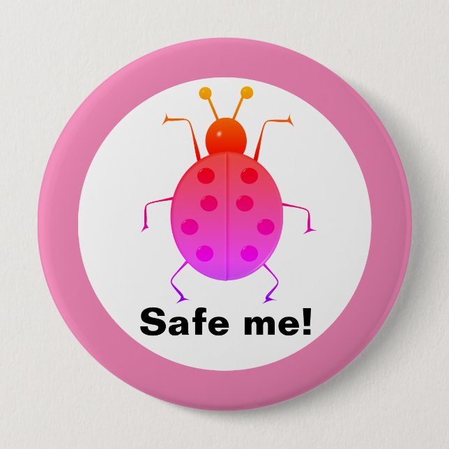 Save me! Cute colourful ladybugs,personalized 4 Inch Round Button (Front)