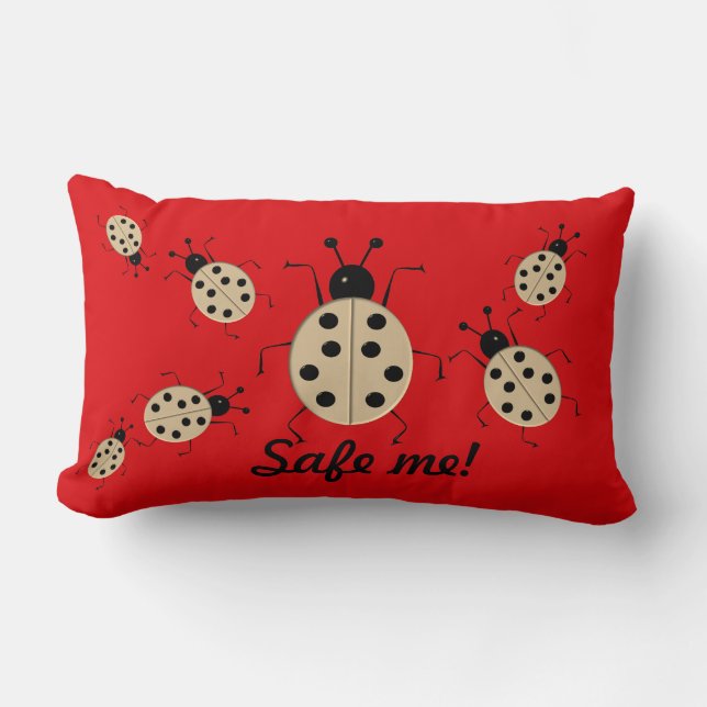Save me! Cute colourful ladybugs,personalized Lumbar Pillow (Front)