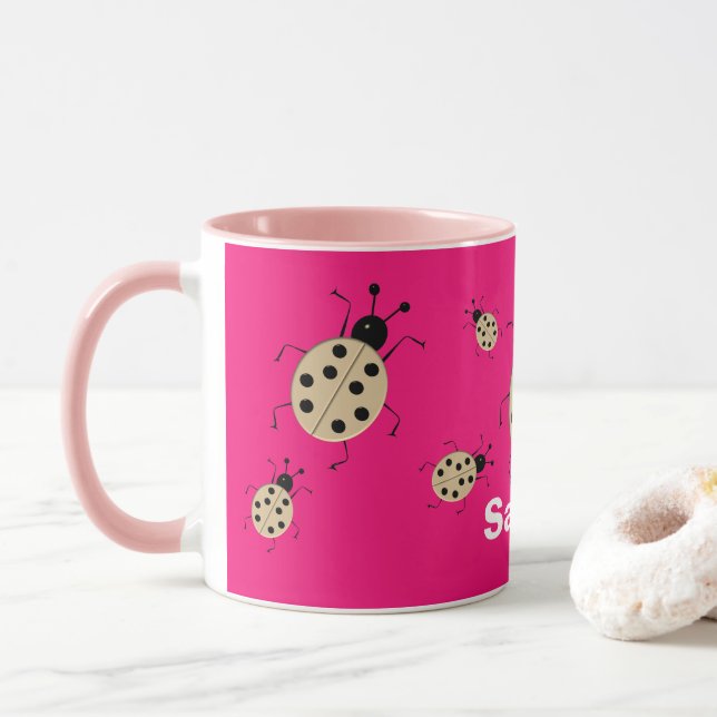 Save me! Cute colourful ladybugs,personalized Mug (With Donut)