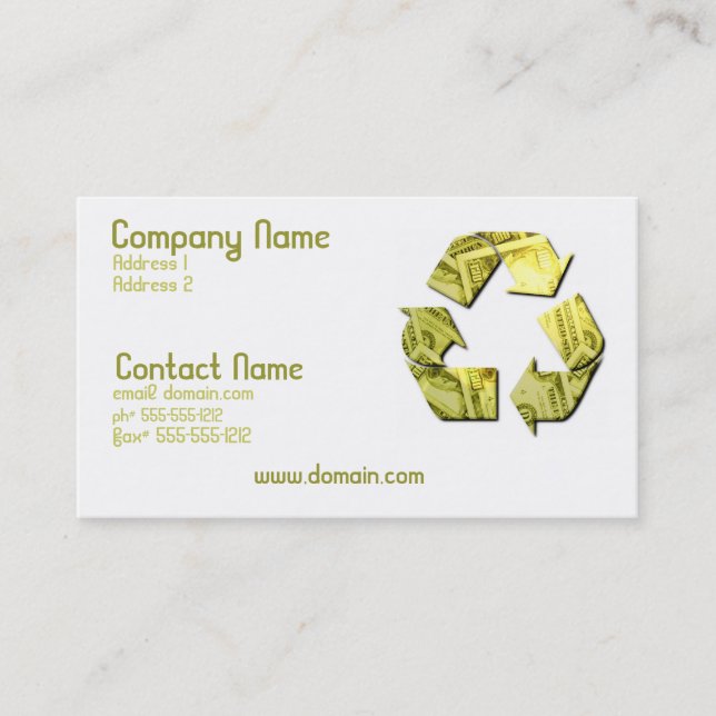 Save Money Recycle Business Card (Front)