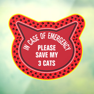 Save My Cat Safety Alert Custom First Responder Window Cling