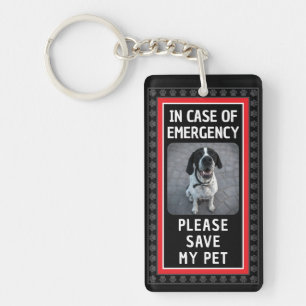 SAVE MY PET Safety Alert Custom Photo Modern  Keychain