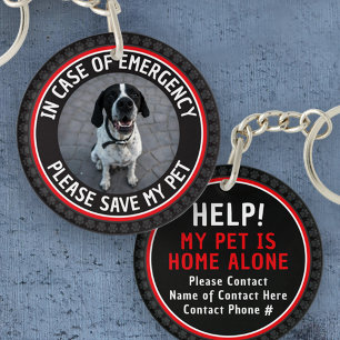 SAVE MY PET Safety Alert Custom Photo Modern  Keychain
