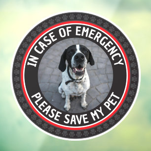 SAVE MY PET Safety Alert Custom Photo Modern  Window Cling