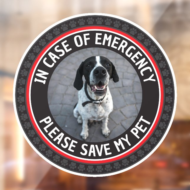 SAVE MY PET Safety Alert Custom Photo Modern  Window Cling (Sheet 2)