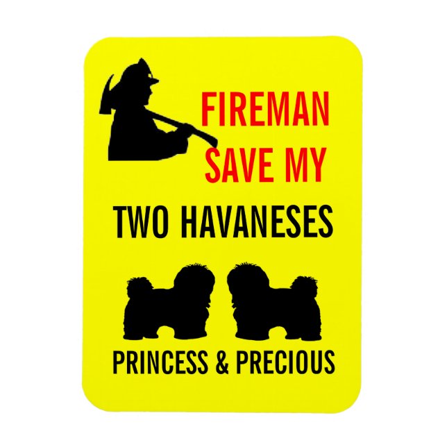 Save My Two Havaneses Fire Safety Magnet (Vertical)