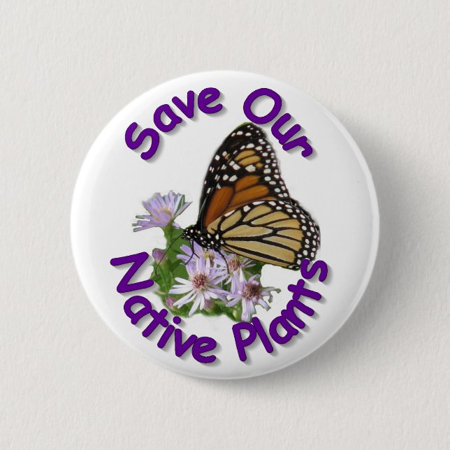 Save Native Asters Monarch Button (Front)