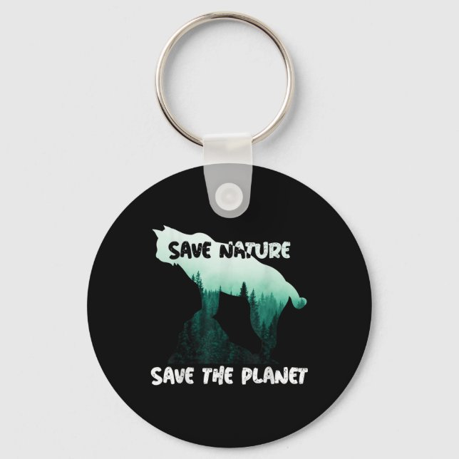 Save Nature Save Planet Environmental Protection  Keychain (Front)