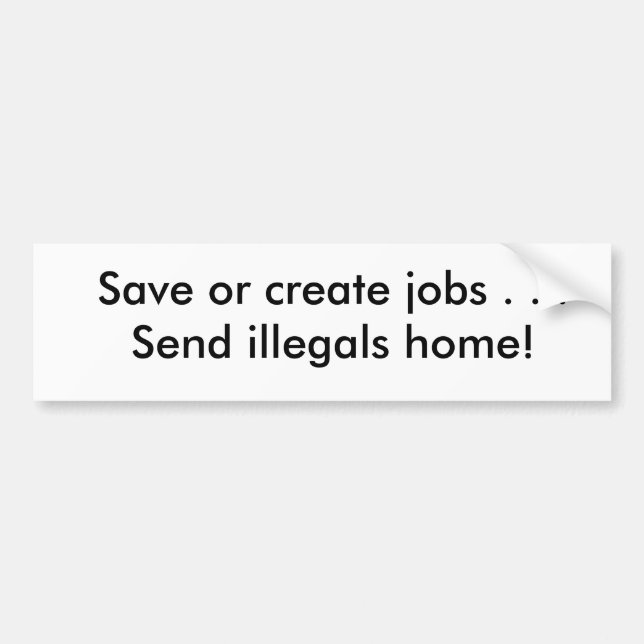 Save or create jobs . . .Send illegals home! Bumper Sticker (Front)