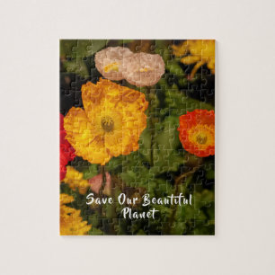 Save Our Beautiful Planet Pretty Bright Flowers Jigsaw Puzzle