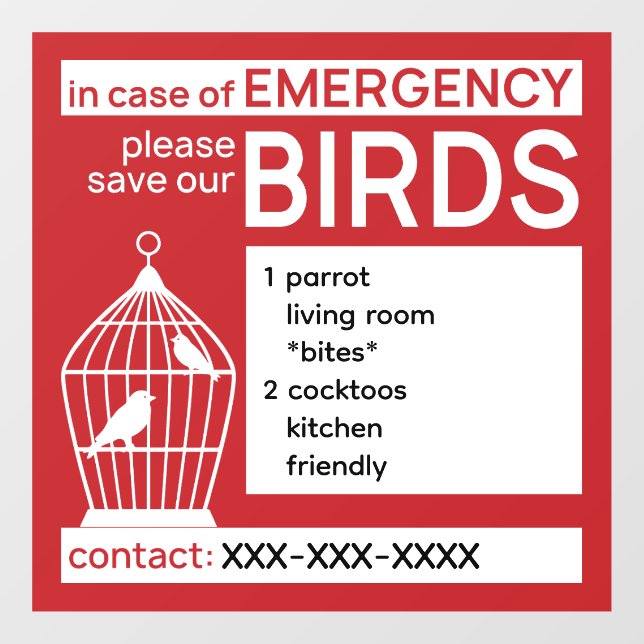 Save Our Birds Editable Window Cling (Sheet)