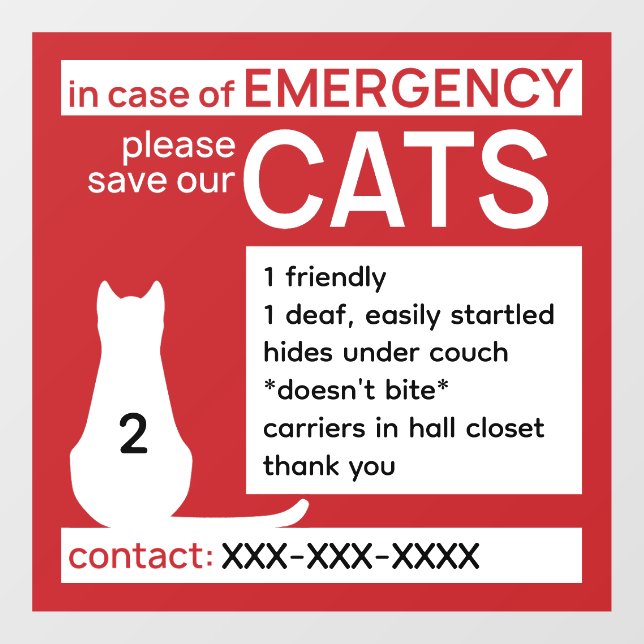 Save Our Cats Editable Window Cling (Sheet)