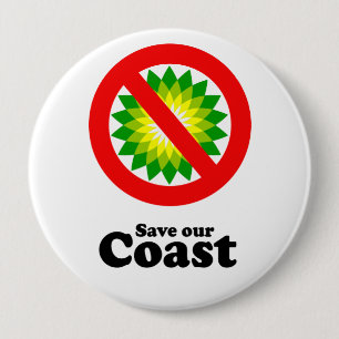 SAVE OUR COAST 4 INCH ROUND BUTTON
