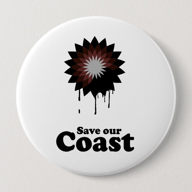 SAVE OUR COAST 4 INCH ROUND BUTTON (Front)