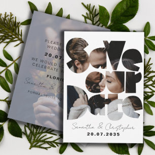 Save Our Date Black & White Photo Calligraphy  Save The Date