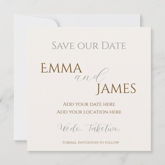 Save our Date Card minimalist and elegant (Front)