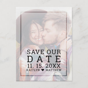 Save Our Date Faded Photo Minimalist Typography Announcement Postcard