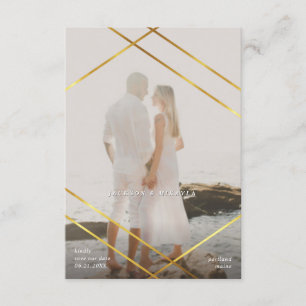 Save Our Date Geometric Gold Frame Announcement