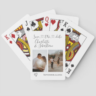 Save Our Date Handwritten Heart Personalized Photo Playing Cards