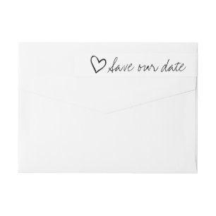 Save Our Date Handwritten Heart Wrap Around Label
