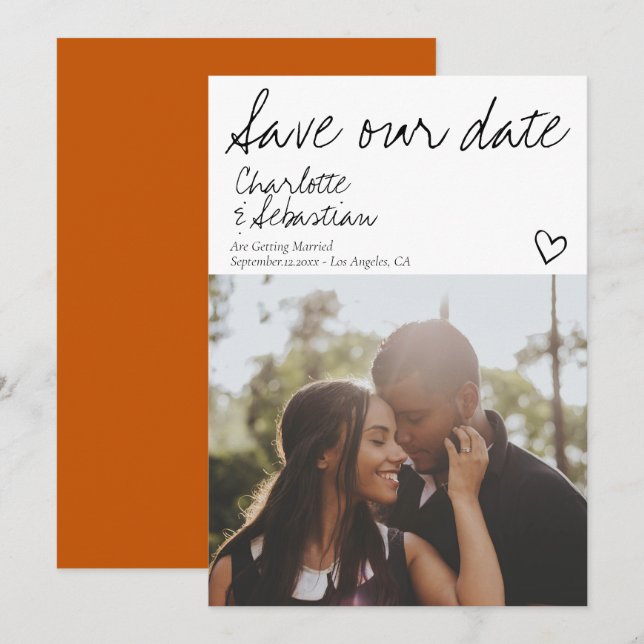 Save Our Date Handwritten Personalized Photo Save The Date (Front/Back)
