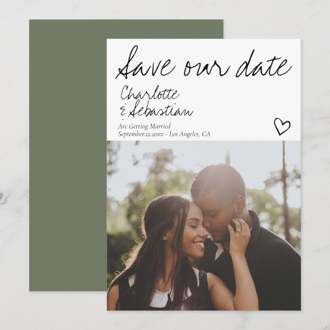 Save Our Date Handwritten Personalized Photo Save The Date (Front/Back)