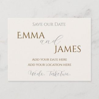 Save our Date Postcard minimalist and elegant