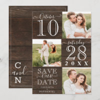 Save Our Date Rustic Wood Monogram Photo