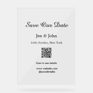 Save our date Scan QR for details name date webite Acrylic Sign