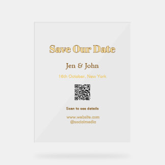 Save our date Scan QR for details name date webite Acrylic Sign