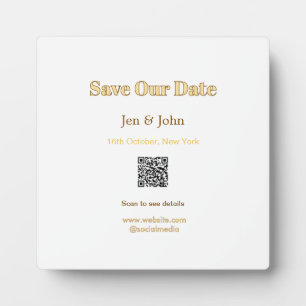 Save our date Scan QR for details name date webite Plaque