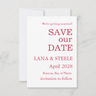 SAVE OUR DATE SIMPLE STYLISH MODERN WHITE WEDDING INVITATION
