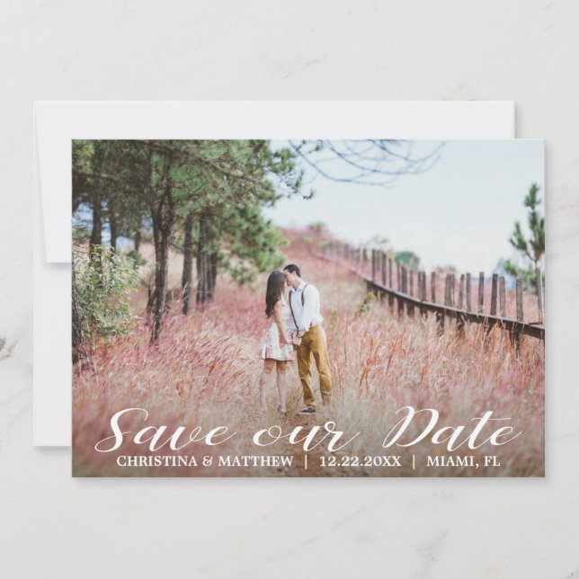 SAVE OUR DATE Wedding  4 PHOTOS Collage Black Save The Date (Front)