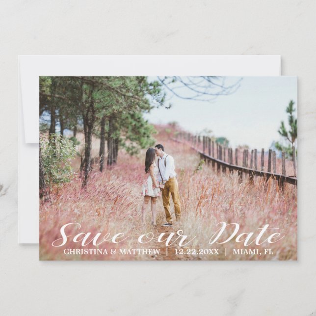 SAVE OUR DATE Wedding  4 PHOTOS Collage Blue Save The Date (Front)