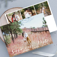 SAVE OUR DATE Wedding  4 PHOTOS Collage White