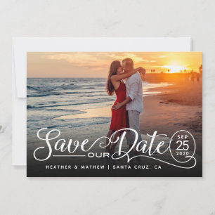 Save OUR Date Wedding Elegant Script Photocard Invitation