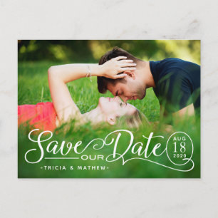 Save OUR Date Wedding   Elegant Script Photocard Postcard