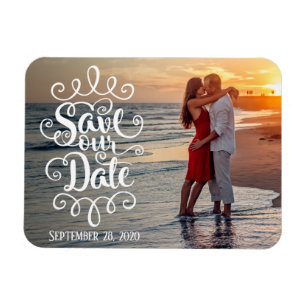 Save Our Date Wedding   Handwritten Ornate Script Magnet