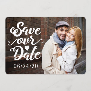 Save Our Date Wedding   Handwritten Script Hearts Invitation
