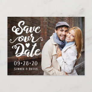Save Our Date Wedding   Photo Handwritten Script Postcard