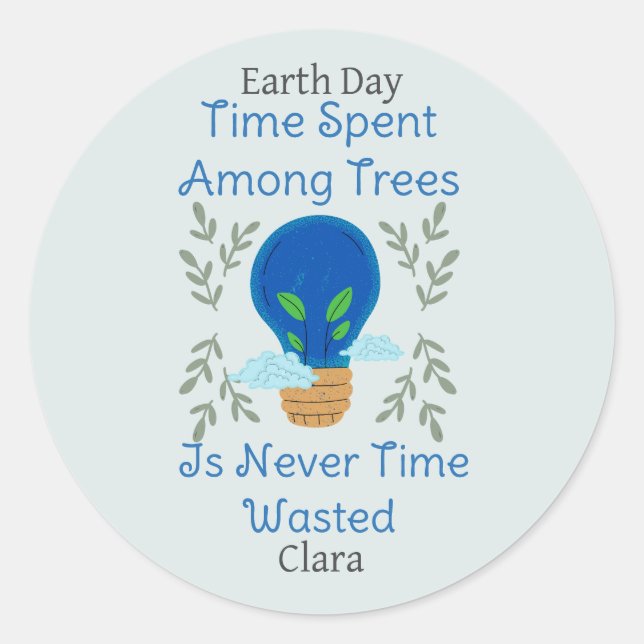 save our earth, earth day, love earth, personalize classic round sticker (Front)